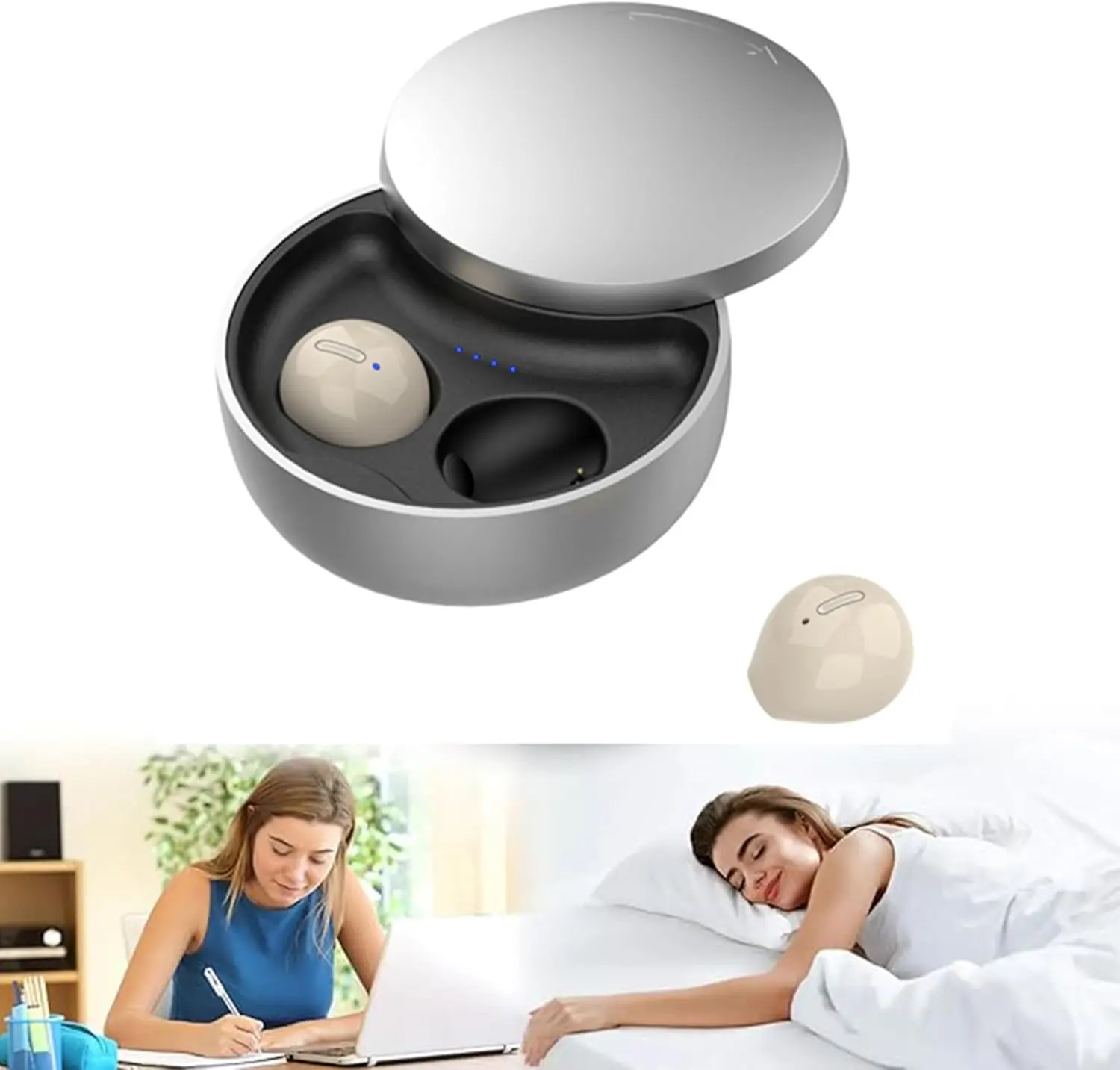 Sleep Earbuds Bluetooth in Ear Light-Weight Headphones,Ultra-Thin Noise Cancelling Headphones, Clear Calls Invisible Earbuds