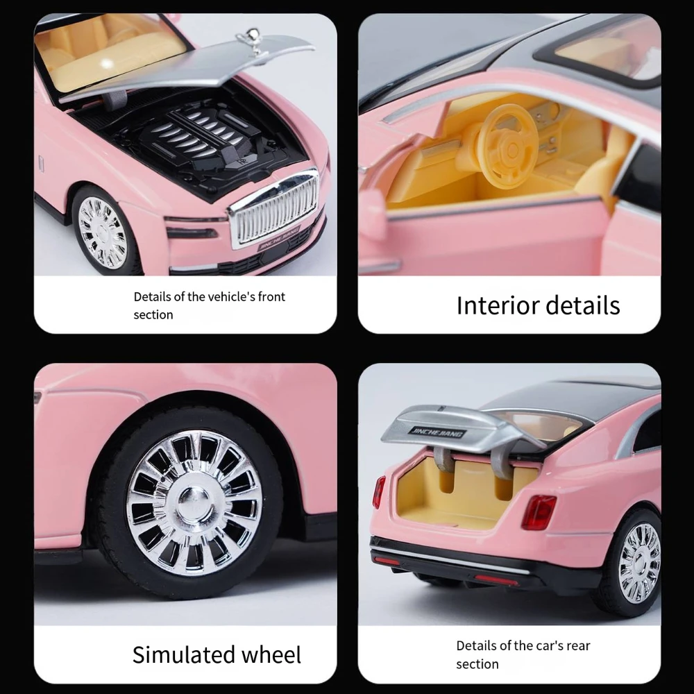 1:32 롤스로이스 스펙터 합금 자동차 모형 - 라이트와 사운드 효과가 있는 풀백 장난감 스포츠카 장식품