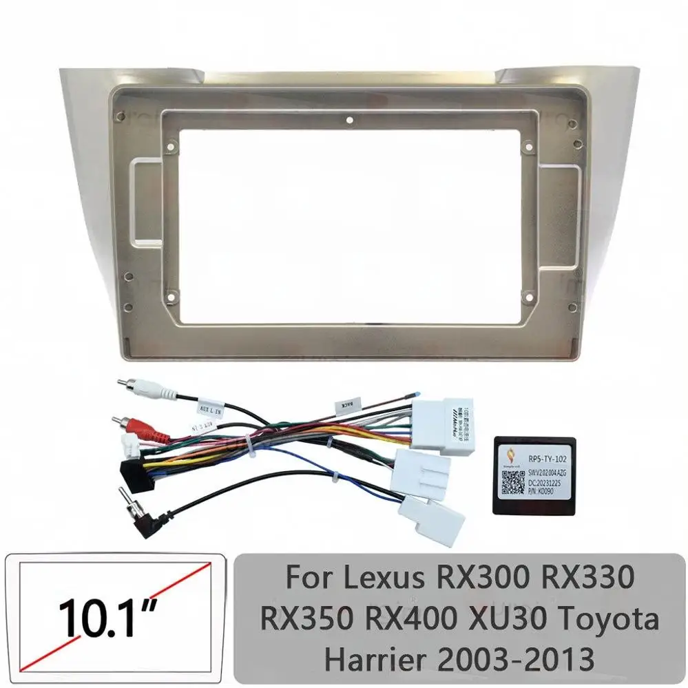 Car Radio Fascias Frame For Toyota Harrier Lexus RX300 RX330 RX350 RX400 XU30 10 inch Stereo Panel Harness Wire Power Cord Cable