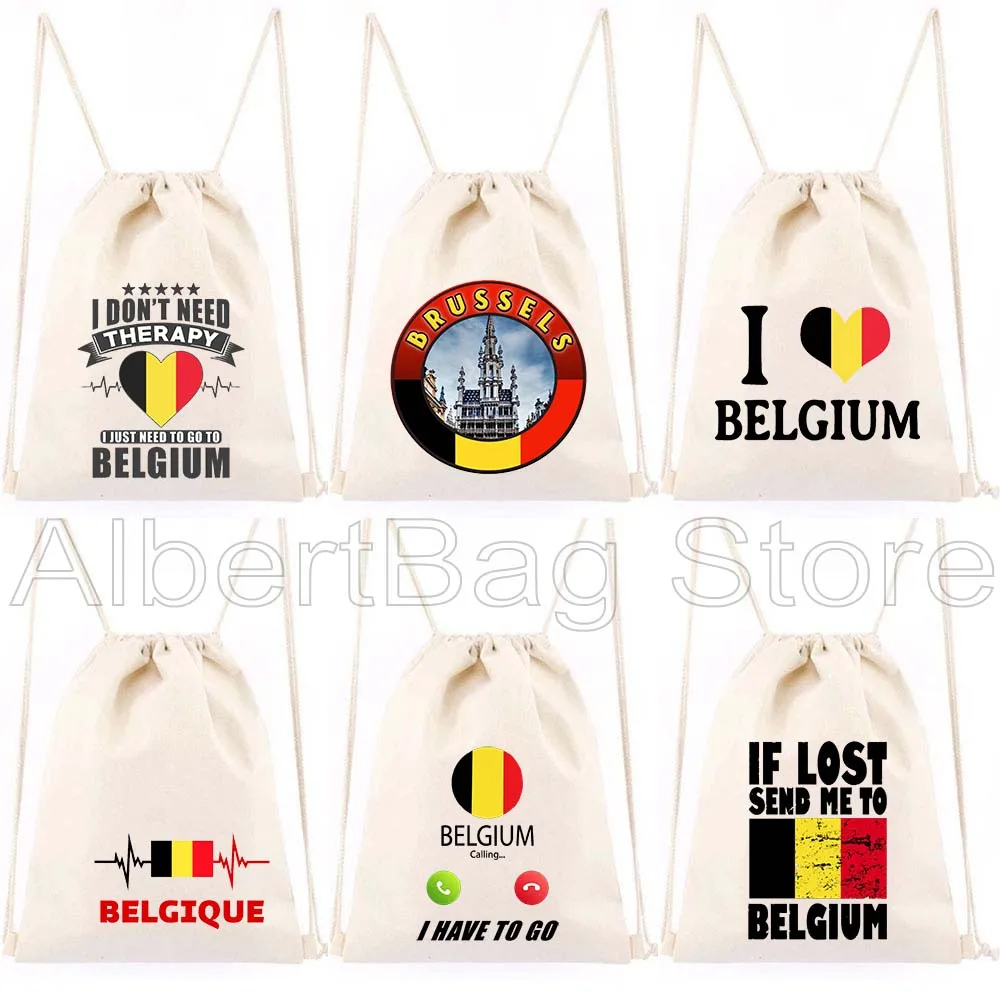 

Brussels Belgium Flag Map Belgian Cute Canvas Drawstring Bags Soccer Backpack Gym Cotton Sackpack Gifts Sports Yoga String Bag