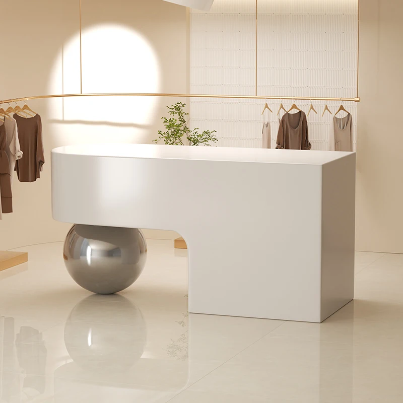 Checkout page Simple modern clothing store Bar table Counter store Small high-end commercial company Reception desk