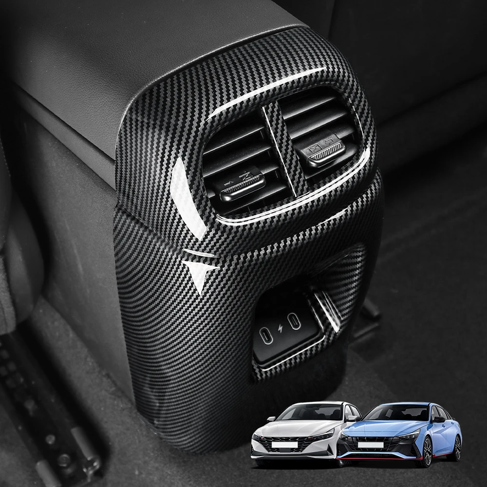 

For Hyundai Elantra CN7 N Line/ CN7 Car Accessories Interior Carbon Fiber ABS Rear Seat AC Vent Frame Air Outlet Cover Trim