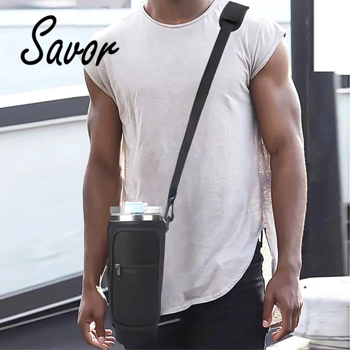 40oz Water Bottle Carrier Bag for At Will Cup Tumbler with Handle Water Bottle Pouch with Adjustable Shoulder Strap