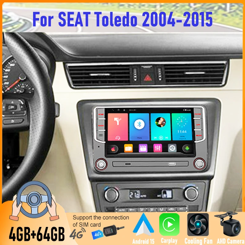 7” 4GB+6GB Android Car Radio For SEAT Toledo 2004-2015 ROM GPS Navigation BT FM Camera 2DIN Carplay Multimedia Player