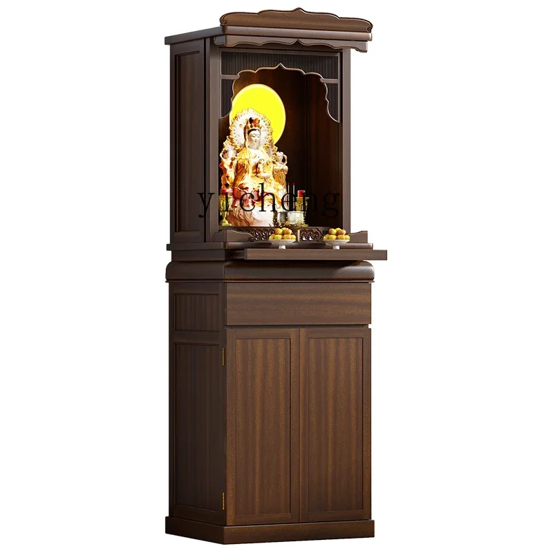 

XL solid wood Buddhist shrine offering shrine new Chinese vertical cabinet household Buddhist cabinet shrine simple