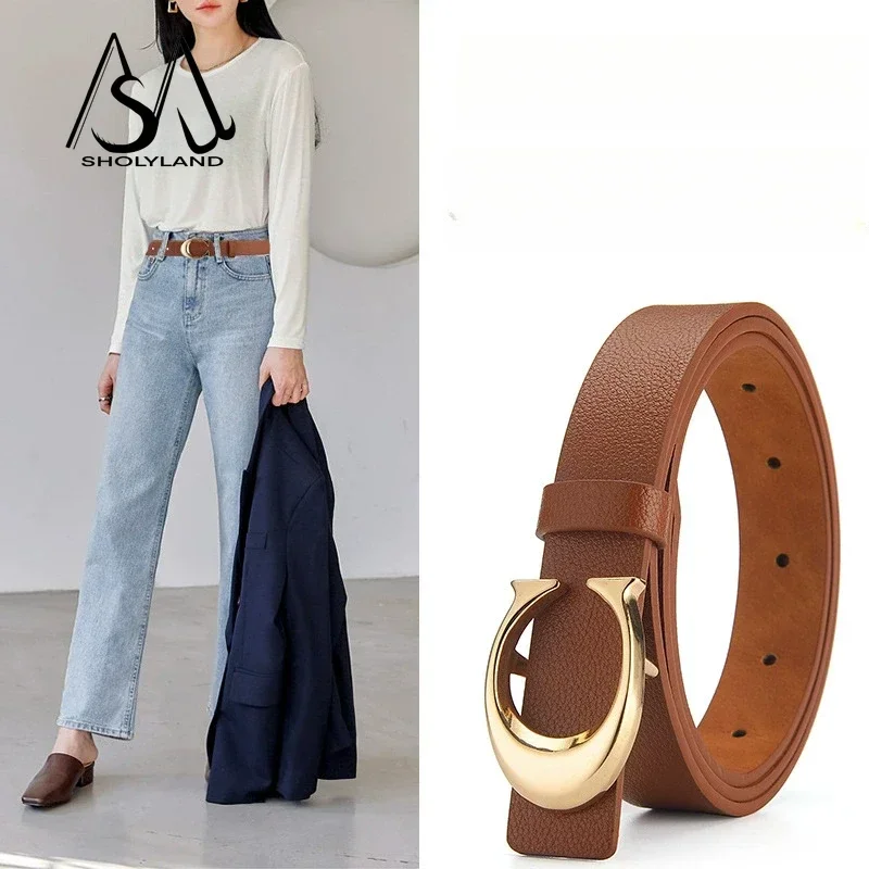 Trendy Women's Fashion Alloy Moon Button Multi Color Thin Belt High-Quality PU Leather Belts Versatile Daily Jeans Decoration