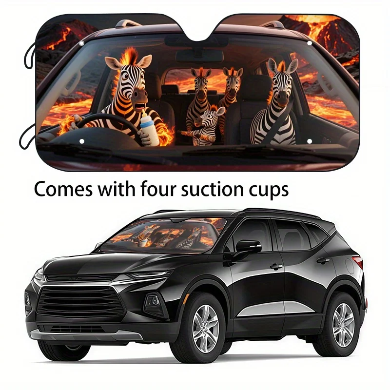 

1pc Fun Car Sunshade With 2 Sizes To Choose, Ideal Holiday Gift For Your Vehicle – Keeps Your Car Cool And Prevents Interior Agi