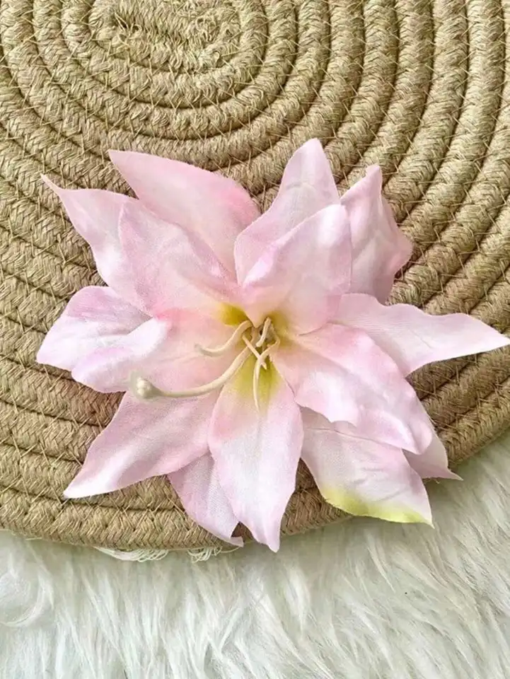 Large Pink Floral Alligator Clip Hair Accessory