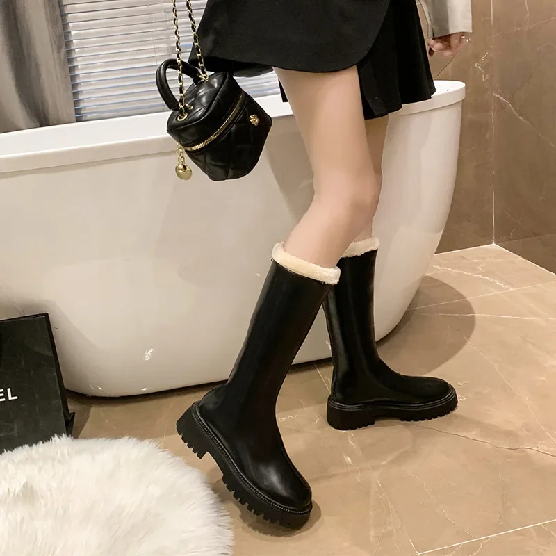 Women's Boots Fashion Mid-calf Boots Women Plush Warm Snow Boot Wedge Platform Boots for Women Winter Cotton Boot Botas Mujer