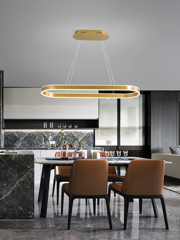 Nordic Golden LED Pendant Light, Regulável, Controle Remoto, Lâmpada Para Casa, Decoração, Apto Para Quarto, Sala De Estar, Corredor, Cozinha, 2023