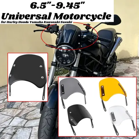 Universal Motorcycle 6.5"-9.45" Headlight Windshield Wind Deflector Windscreen Universal for Harley Honda Yamaha Kawasaki Suzuki