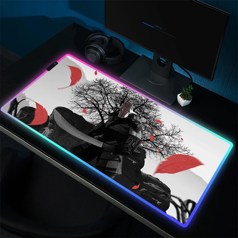 Большой игровой коврик для мыши RGB Oni, резиновый коврик для мыши, аниме нескользящий коврик для мыши, геймерский Настольный коврик с фиксируемой кромкой, аксессуары для фотографий размера XXL