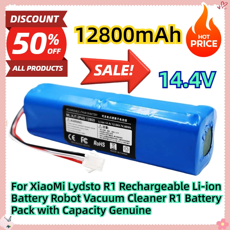 

For XiaoMi Lydsto R1 Rechargeable Li-ion Battery Robot Vacuum Cleaner R1 Battery Pack with Capacity Genuine 12800mAh