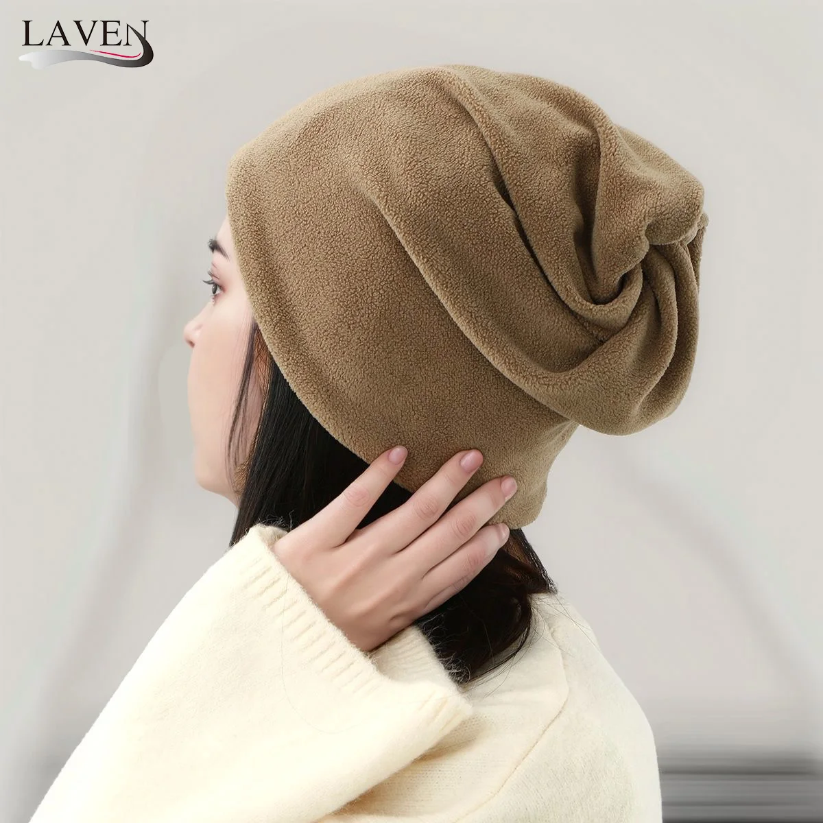 

Женский комплект из флисовой шапки с напуском, коричневый зимний шарф и шапка, теплые и универсальные аксессуары для холодной погоды