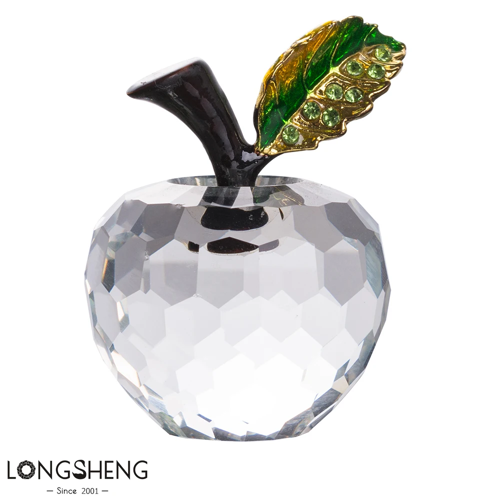 

Crystal Apple Paperweight Crafts Home Room Decoration Transparent Glass Fruits Ornaments 1.57Inch 40MM Fengshui Apple Figurines