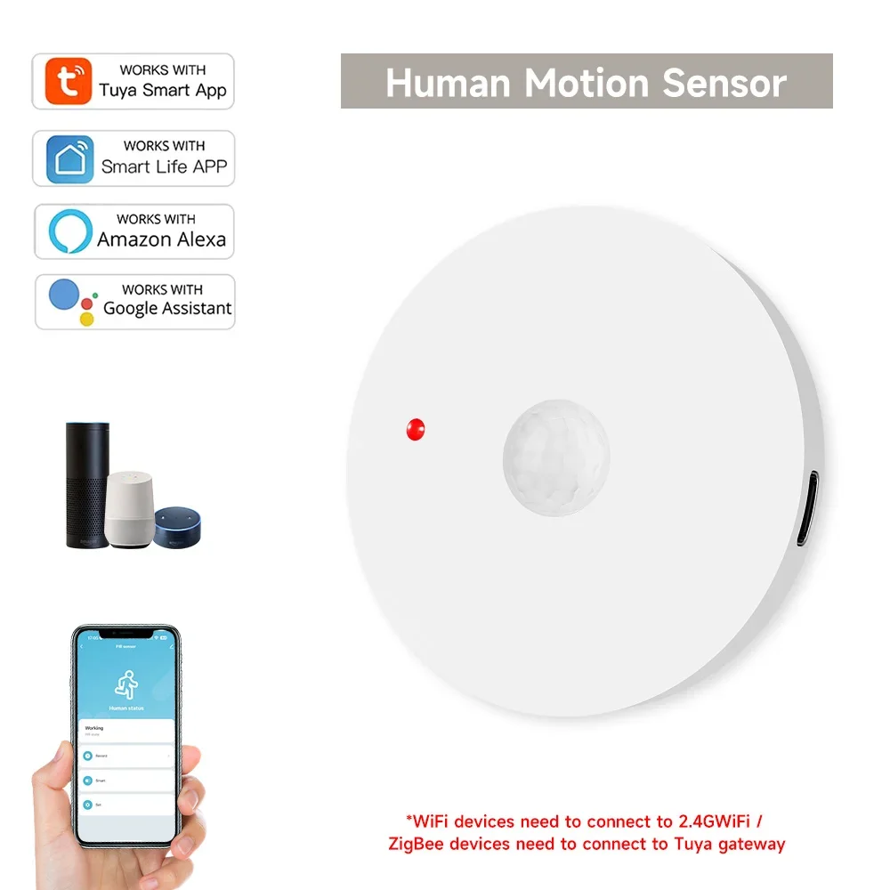 Tuya Sensor gerak manusia Wifi/Zigbee, deteksi gerakan PIR tubuh manusia dengan perlindungan keselamatan Lux, adegan Remote Control