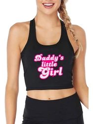 Papa 'S Kleine Meisje Ontwerp Sexy Slim Fit Crop Top Sugar Baby Grappige Ondeugende Stijl Tanktops Mode Schattig Training Hemdje