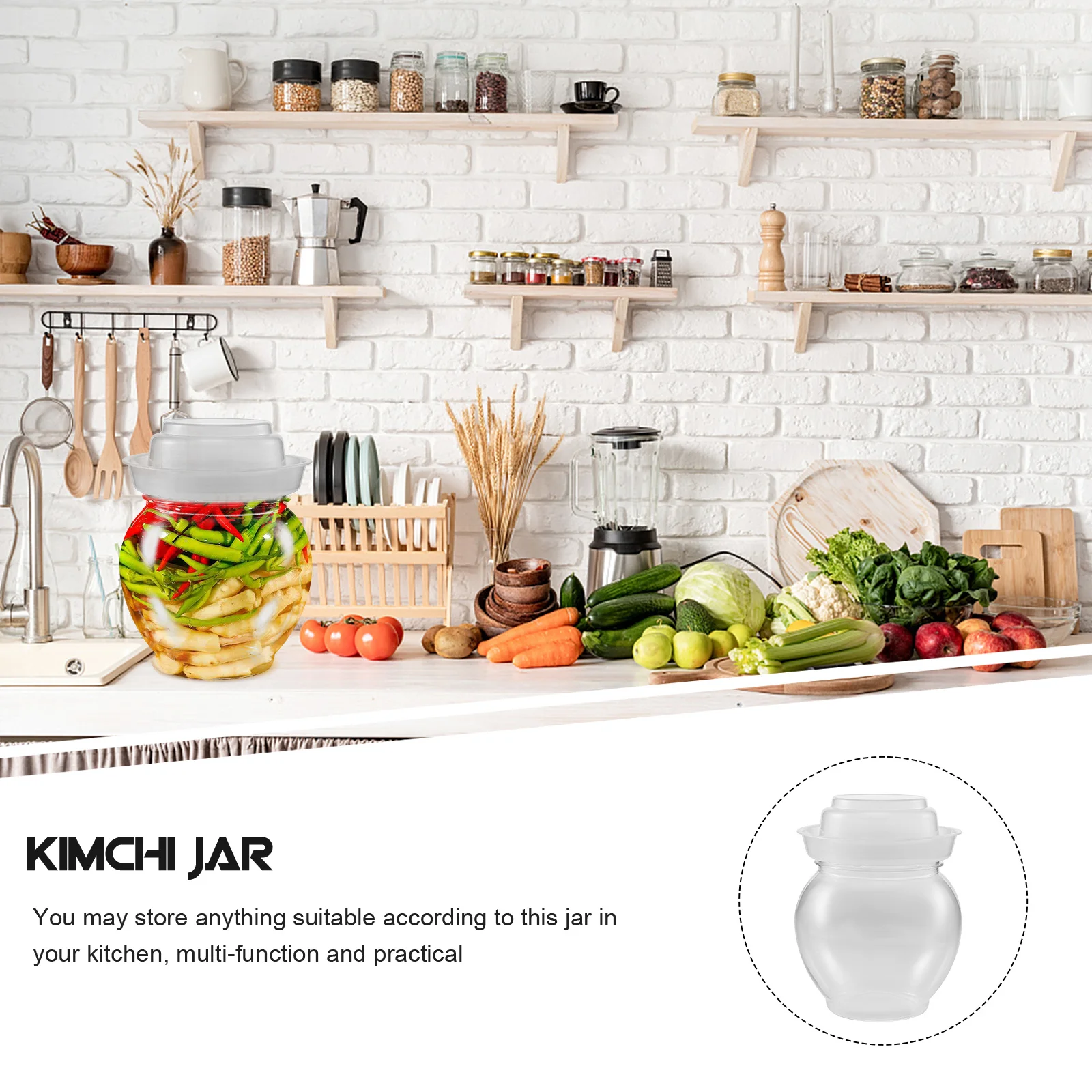 

Transparent Fermenting Jar Large Capacity Pickle Storage Container Sealed Kitchen Jar Food Storage Food Container