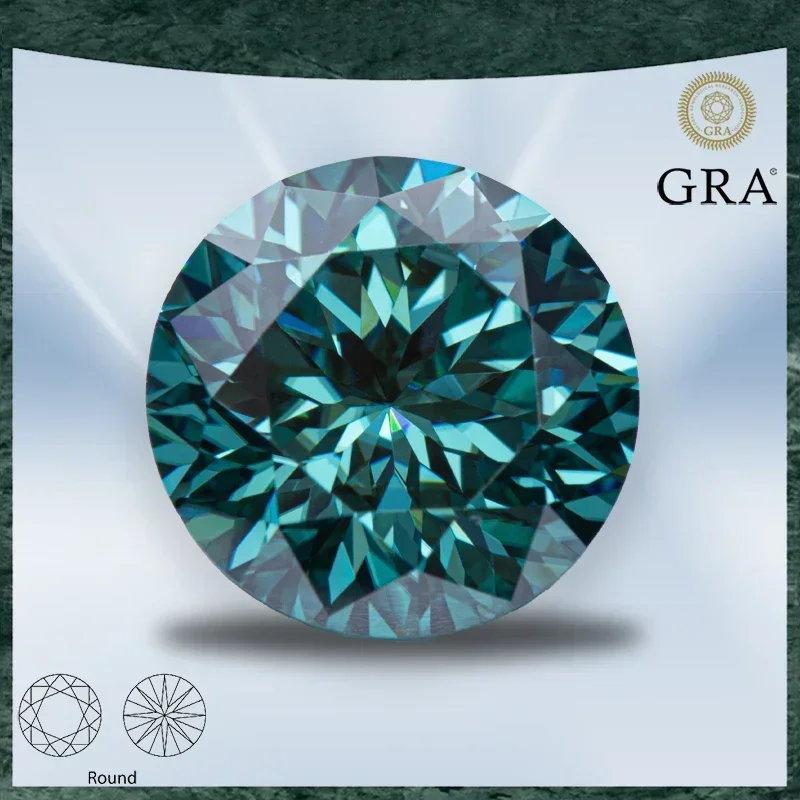 

Moissanite Stone Round Shape Plum Blossom Cutting Emerald Green Natural Colours with GRA Certificate Top Jewelry Making Material