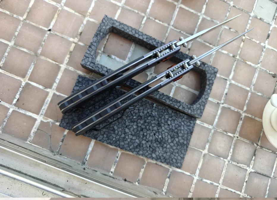 BM-cuchillo plegable de acero laminado chino Damasco/9Cr18MoV, fibra de carbono, aluminio, cobre, herramienta táctica de bolsillo para caza y campamento