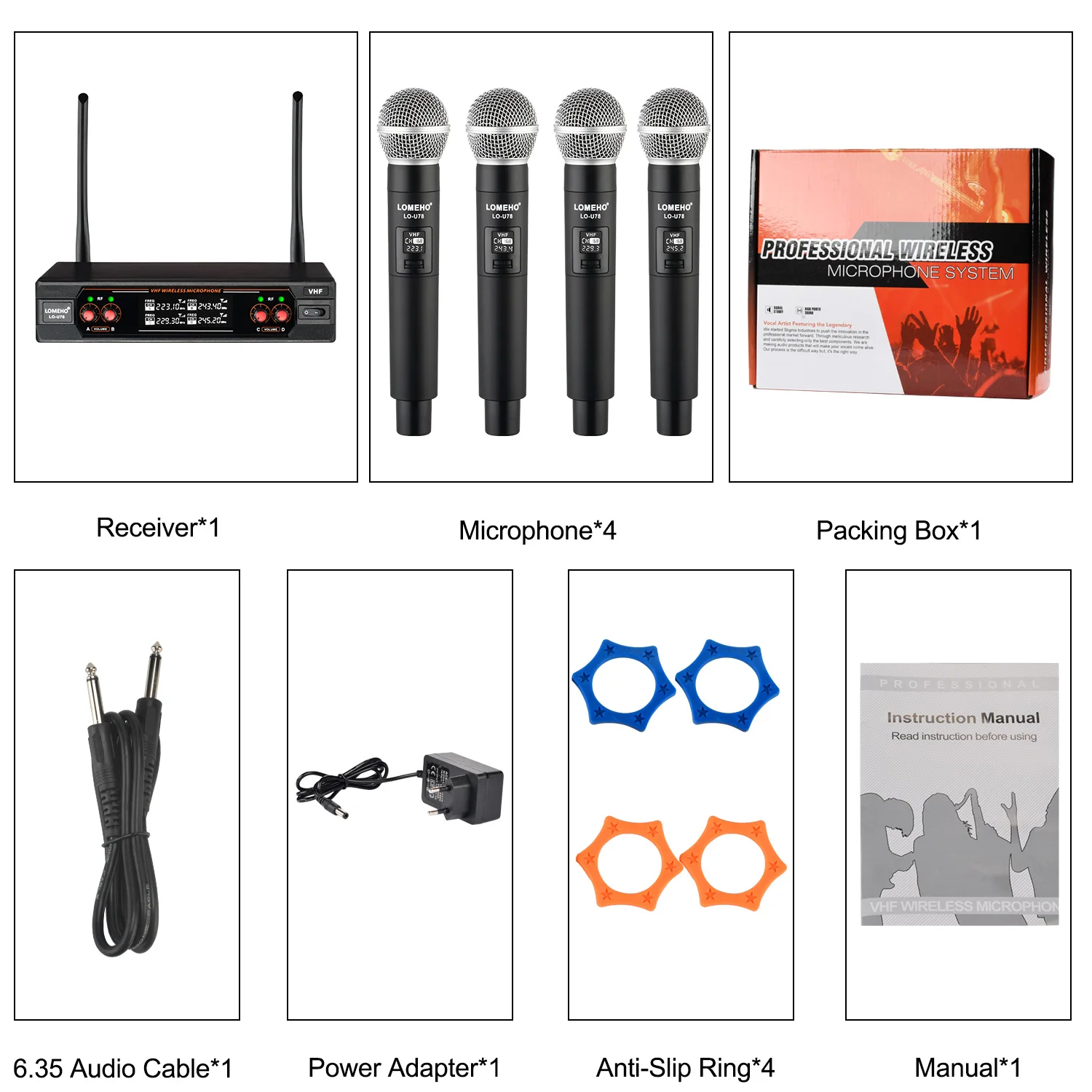 ميكروفون لاسلكي محمول باليد VHF ، تردد ثابت ، 4 أجهزة إرسال ديناميكية محمولة ، ميكروفون KTV لاسلكي منزلي ، ، كاريوكي حفلات صغيرة ، 30 متر
