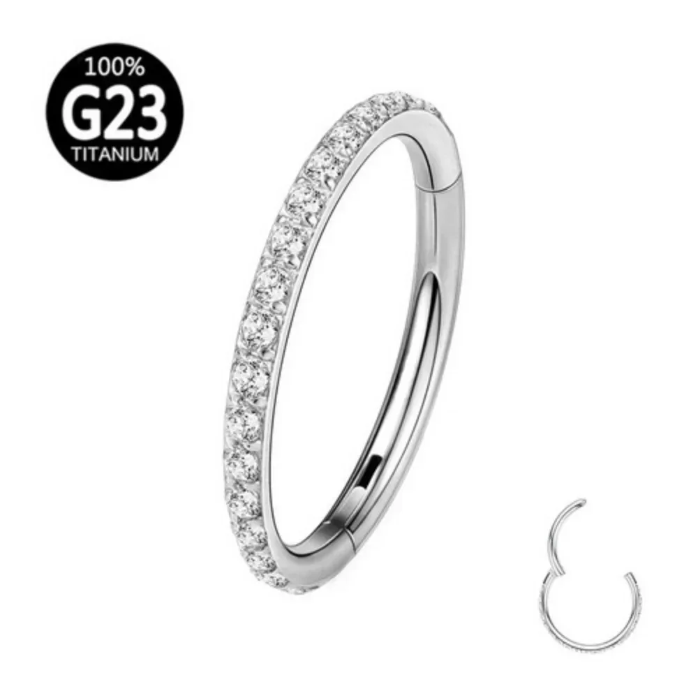 G23 Titanium Multi Color Zircon 6-12mm Nose Ring Septum Clicker Ear Helix Tragus Conch Piercing