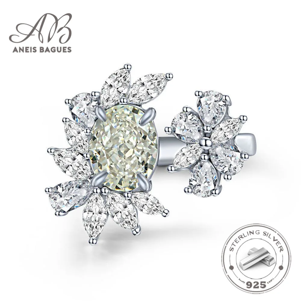 

Aneis Bagues 925 Sterling Silver Jewelry Fine Luxury 7 * 9 Egg Shape High Carbon Diamond Engagement Ring For Women Size Adjusted