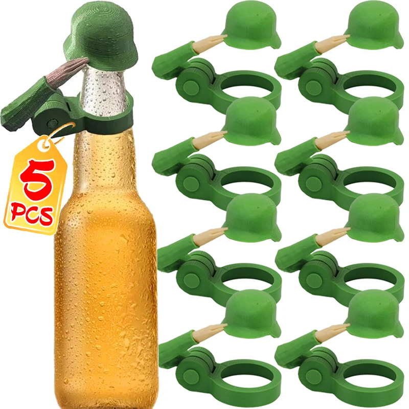 Soldier Salute Beer Bottle Helmet Dustproof Beer Helmet Topper Cap Creative Beer Bottle Cap for Party Bar Reusable Bottles Cover