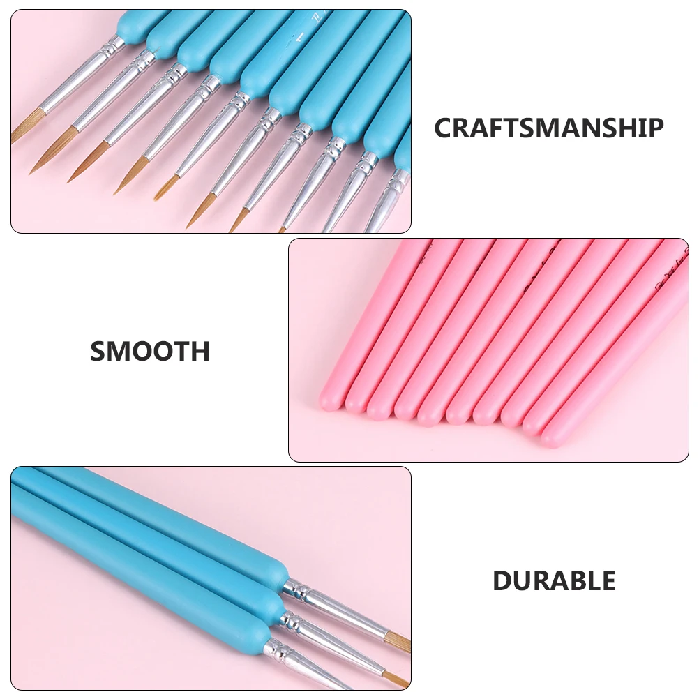 

9 Pcs Pencil Professional Paint Brushes Fine Liner Hook Detail Painting Detailing