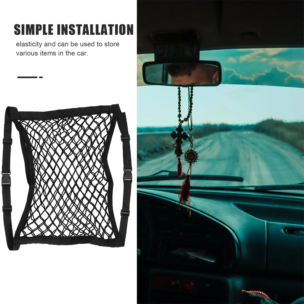 

2-Layer Organizer Car Storage Net Elastic Hanging Basket For Passenger Seat Front Seat Organizer Car Organizers Storage