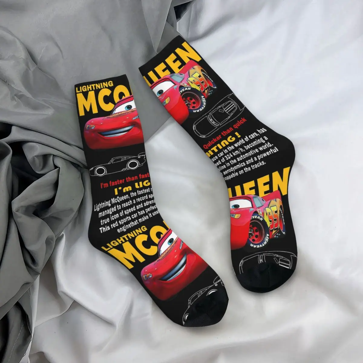 New Male Men Socks Crazy Vintage Cars Lightning Mcqueen Sock Polyester Movie Women\'s Stockings Spring Summer Autumn Winter