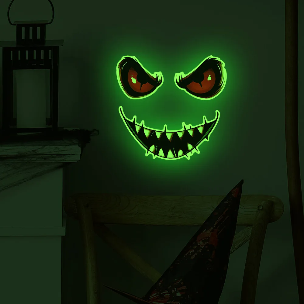 Halloween Glow in The Dark Wall Stickers - Scary Eyes Vinyl Decal - Night Light Wall Art - Bedroom Living Room Party Decor Set