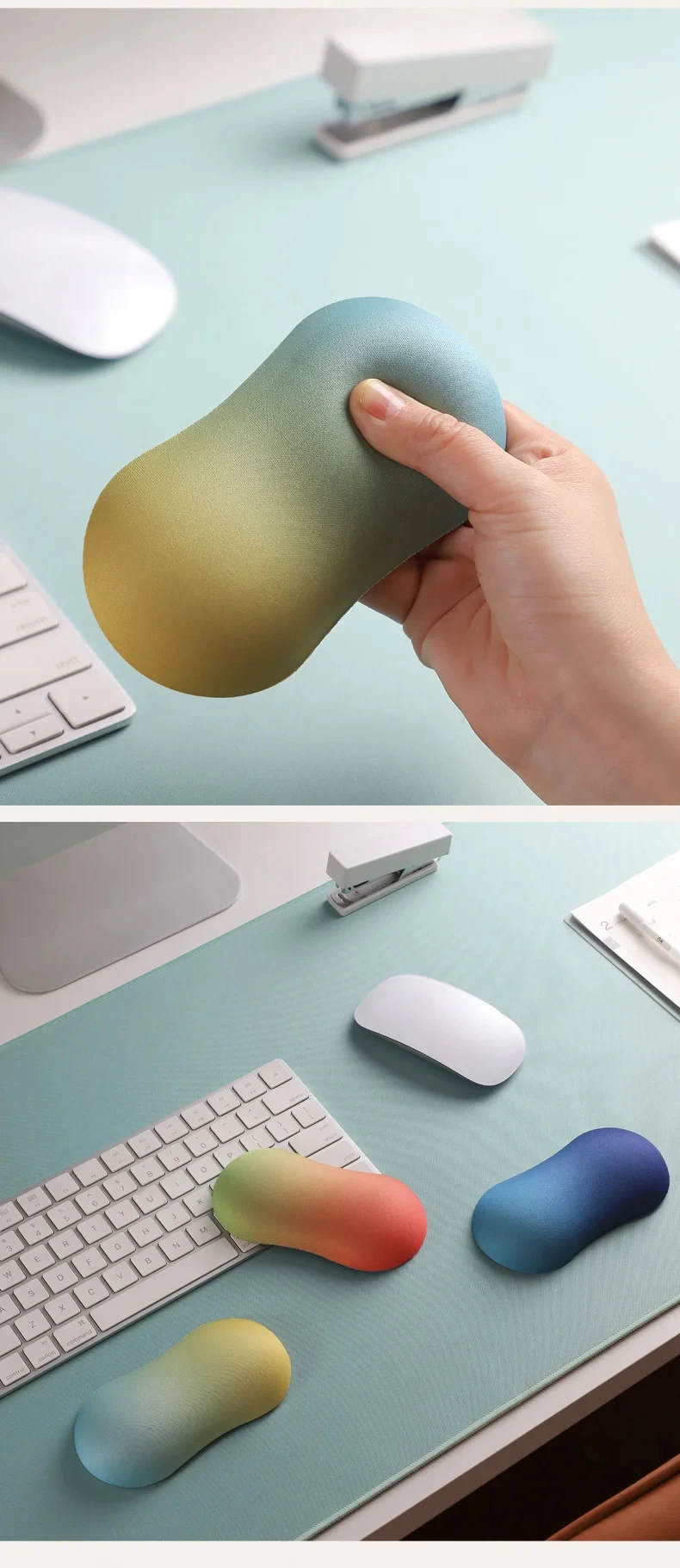 Boho Color Block Handgelenkauflage Mauspad Ergonomische Schreibtischunterlage für Büro und Gaming 12 Leuchtende Farboptionen – Detail 7