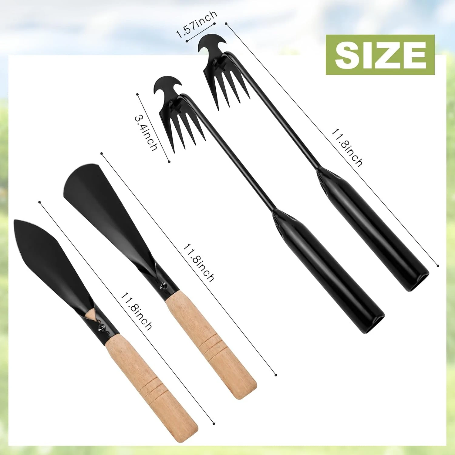 4-Piece Weeding Tool SetGarden Hoe, Weeding Shovelhand weeder tool, 4-Tooth Manganese Steel Forged Manual Weeding Machine, Suita