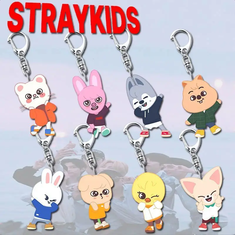 

K-POP StrayKids Acrylic Keychain SKZOO Huang Xuanchen Cartoon Li Longfu Han Zhicheng Acrylic Pendant Keychain Gift Cute