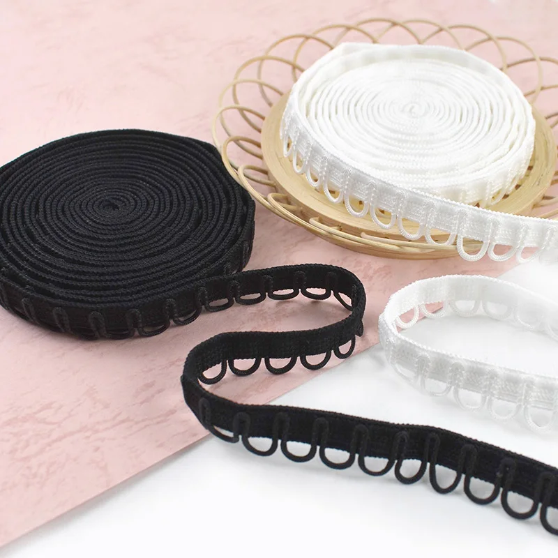 

Meetee 5/10/20M Nylon Elastic Band U-shape Loop Buttonhole Lace Trim Ribbon for Sewing Dress Wedding Garment Bra Strap DIY