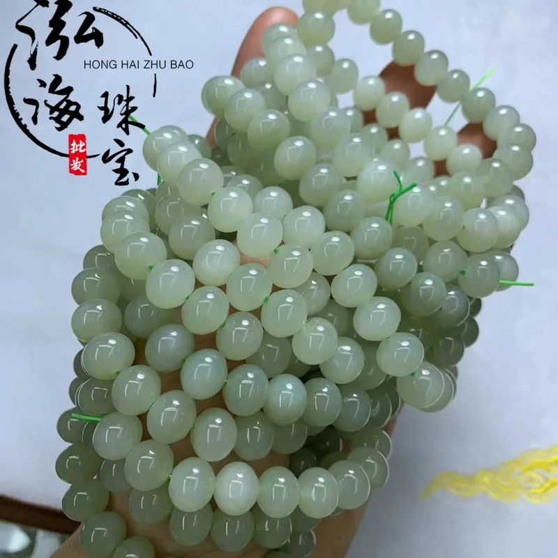 Hetai Jade Qinghai 8X10Mm Abacus Bead Bracelet, Material Is Delicate And Has A Good Translucency