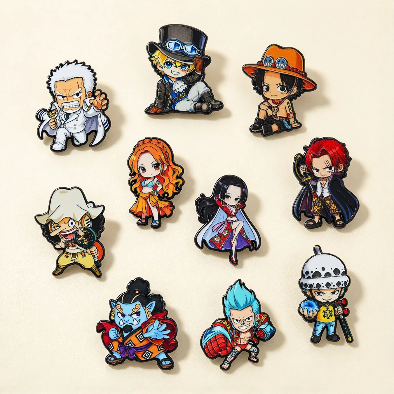 10Pcs One Piece Anime Q Character Enamel Pin Cartoon Metal Lapel Brooch Badge, Backpack Clothes Accessory Fans Collectible Gift - view 3