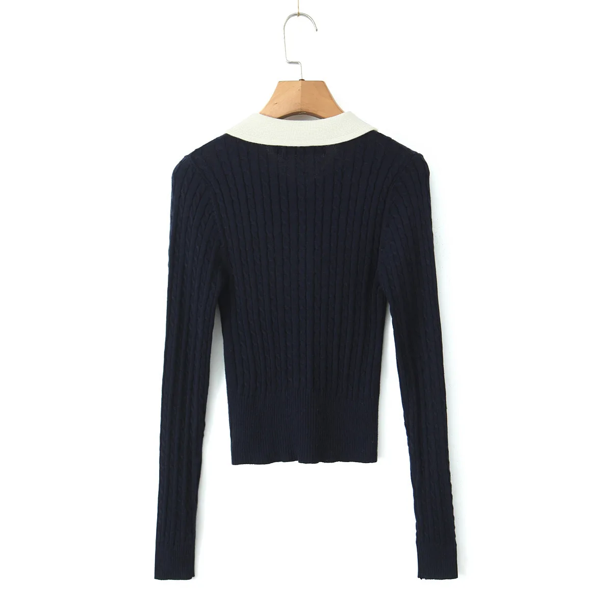 Sexy Cardigan Women Long Sleeve Top Korean Fashion Knit Crop Sweaters Preppy Button Up Black Cardigans Woman Peter Pan Collar