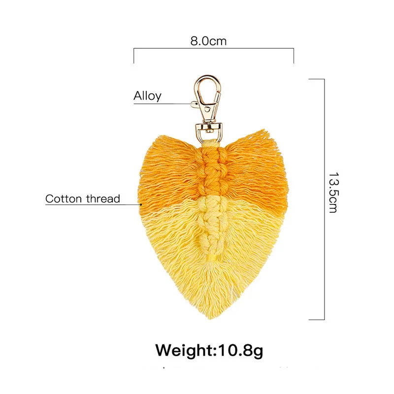 Creative Leaf Tassel Keychain for Women Girls Bohemian hand-Woven Tassel Charm Handbag Purse Pendant KeyChain