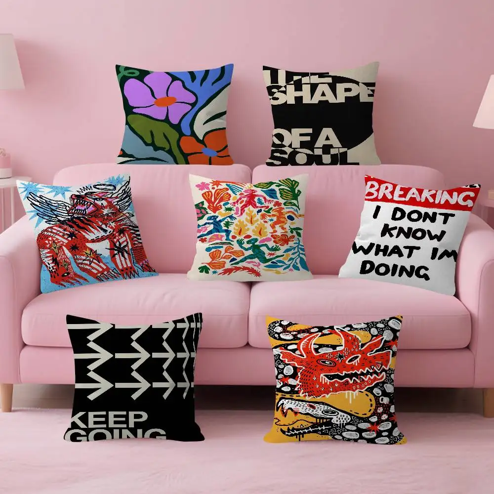 Retro Abstract Nourishing Soul Classic Wall Art Pillow Cover Design Cushion Cover Decor Holiday Decorati