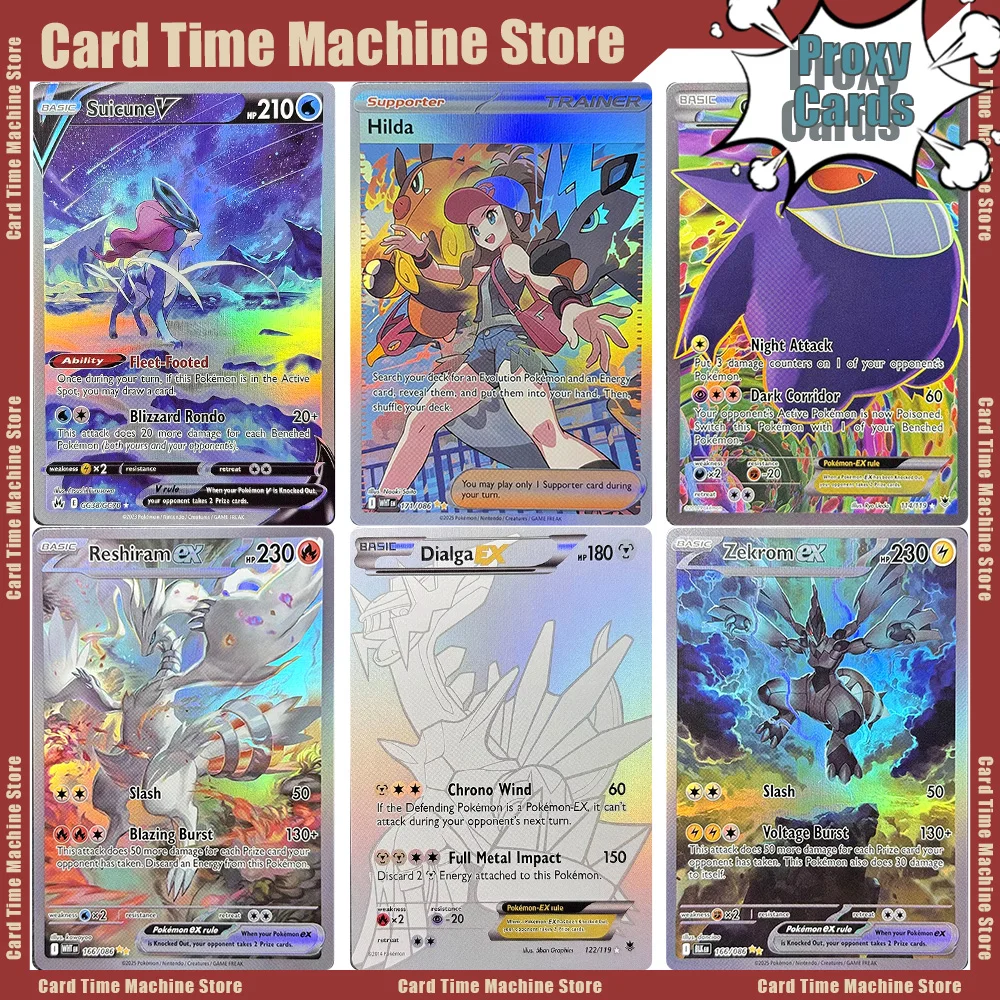 

Pokemon Cards Proxy Game holographic DialgaEX Genesect ex GengarEX Reshiram ex PTCG Seismitoad Magikarp Pikachu V Suicune V
