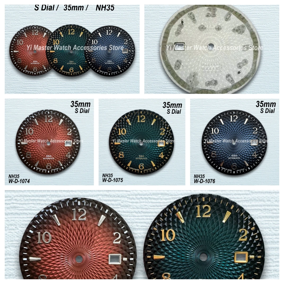

35mm S Logo Cocktail Dial Fit NH35/NH36 Japanese Movement Green High-Quality Dial Watch Modification Accessories