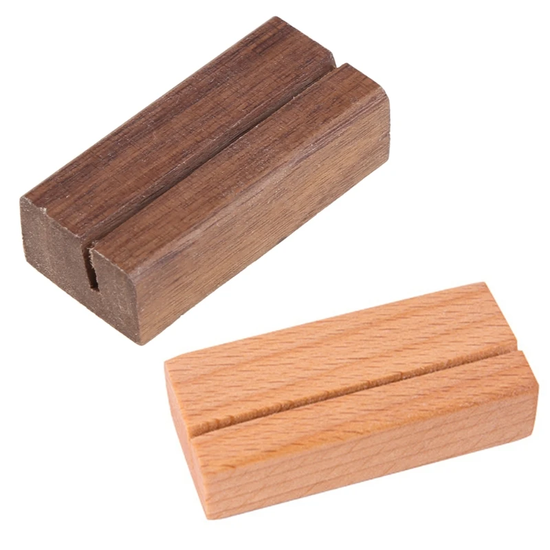 Soporte exhibición fotos con números madera, suministros para tarjetas visita nogal negro