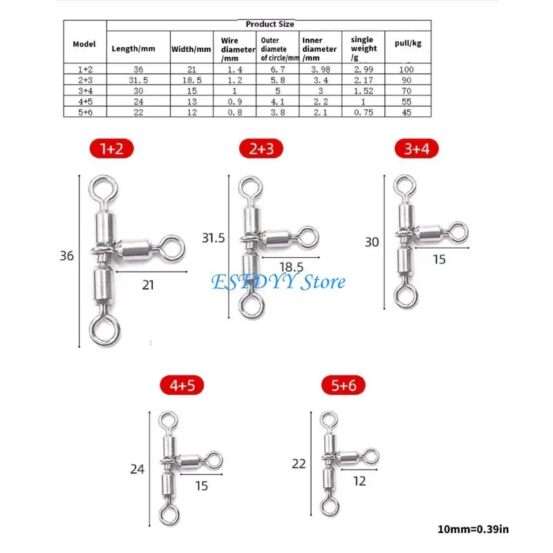 G6DE 10 قطعة الصيد في المياه المالحة المتداول يدور الصيد معالجة اكسسوارات الصيد خط موصل الدورية Crossline يدور #6