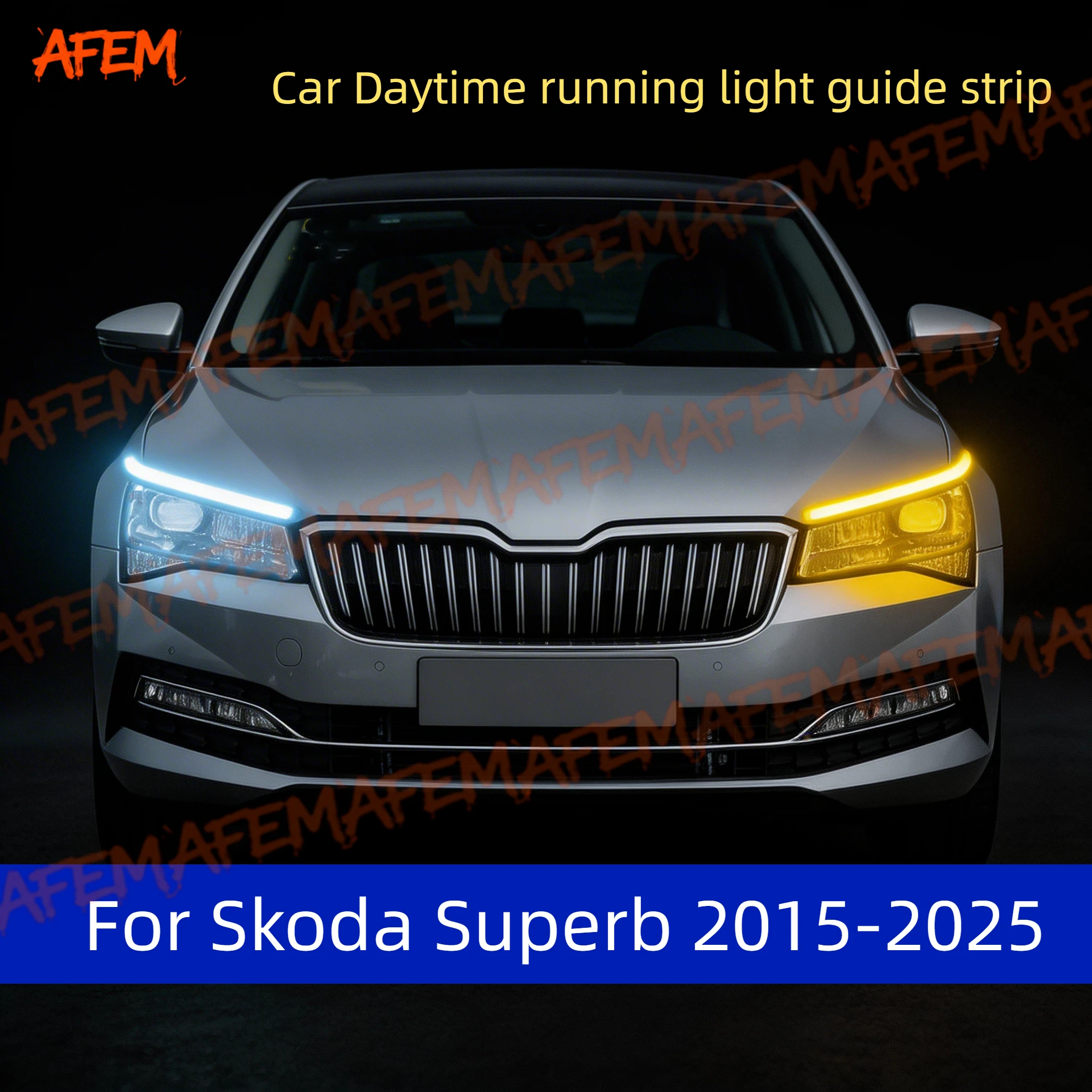 2 Stück 12V LED-Lichtleisten für Autoscheinwerfer, Tagfahrlicht, Blinker, DRL, Fahrzeugmodifikation für Skoda Superb 2015-2025