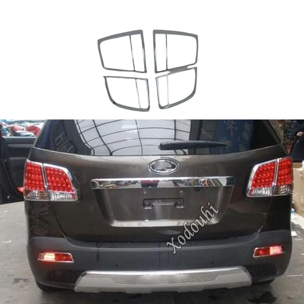 

For Kia Sorento L 2009 2010 2011 2012 Car Body Rear Tail Back Light Lamp Detector Frame Stick Chrome ABS Cover Trim Switch 4pcs