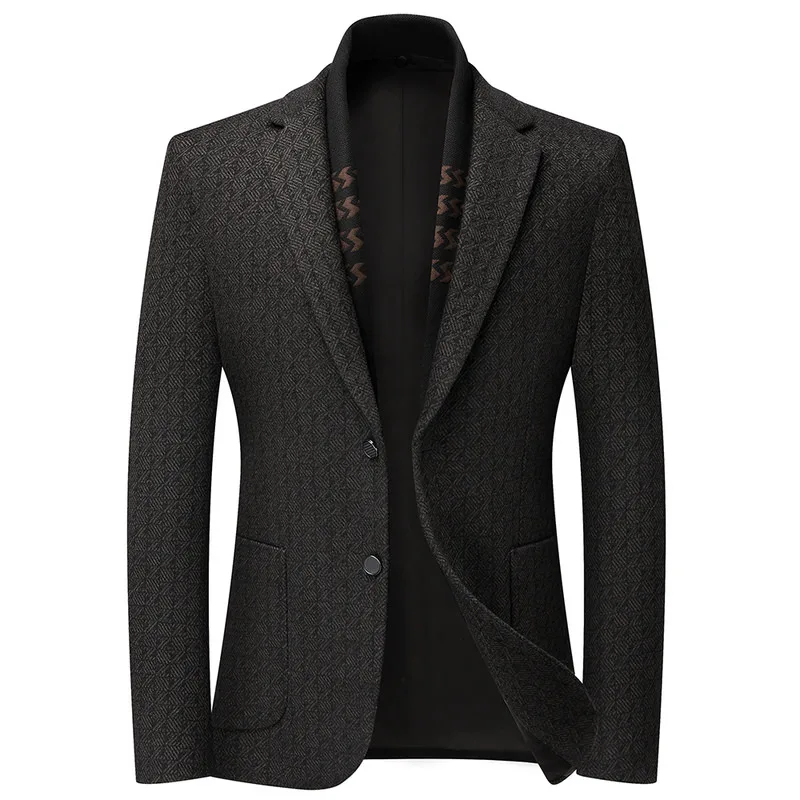 2026 Blazer's New Men's Fashion Business Outdoor Banquet Versatile Wedding Hosting Dress, Actor Gentleman Casual Scarf Blazer