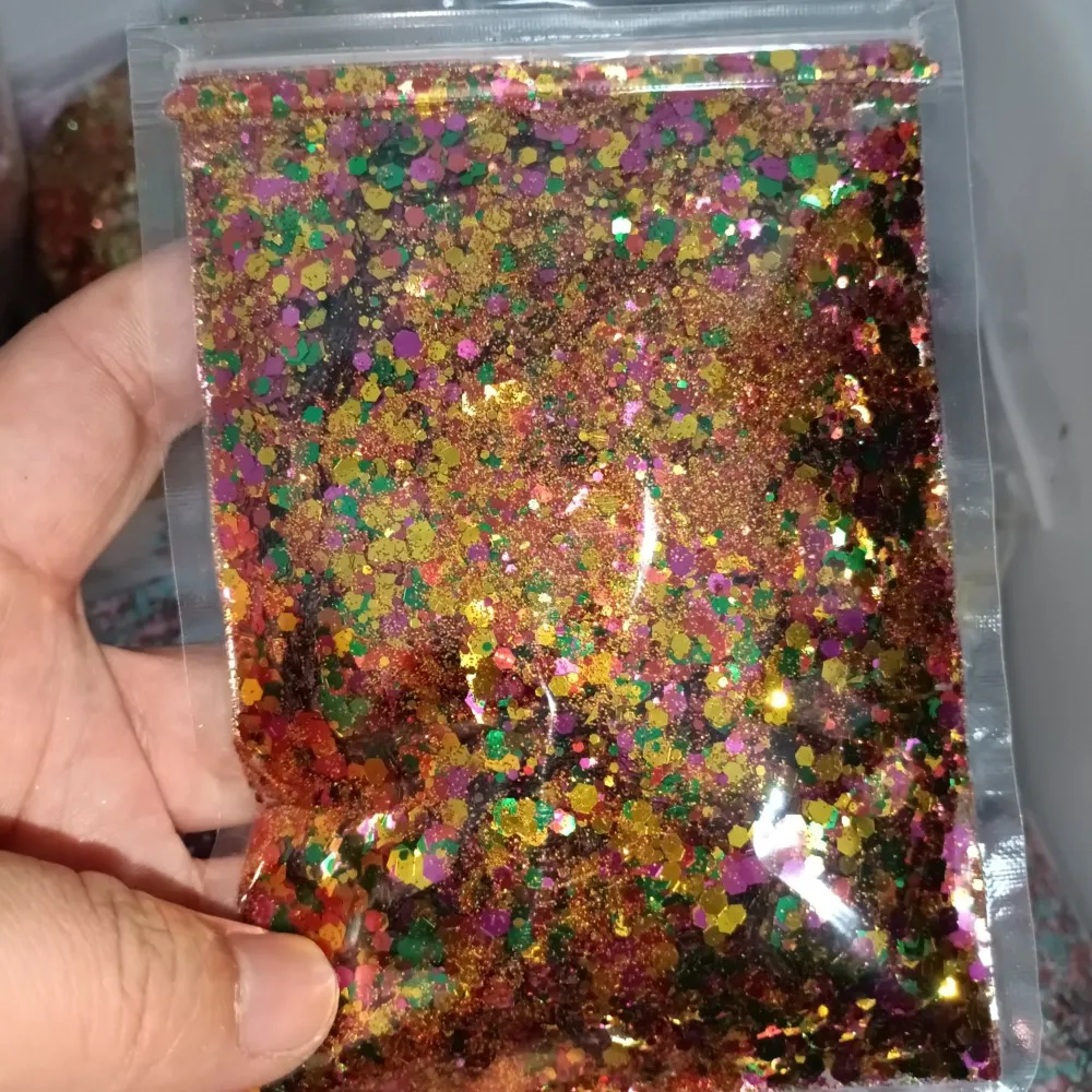 50 g/Beutel, klobige sechseckige Glitzer-Nagelkunst-Flocken-Pailletten-Mix, Kosmetik-Handwerk, Flitter-Pailletten für Epoxidharz-Nagelspitzen, Bulk-Glitzer