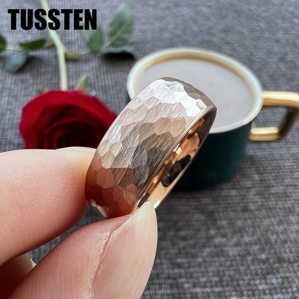 Dropshipping TUSSTEN 4MM/6MM/8MM Men Women Hammer Ring Domed Tungsten Wedding Band Fashion Jewelry Great Workmanship Comfort Fit